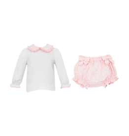 Petit Bebe LS Pink Floral Bloomer Set with Bows On The Side