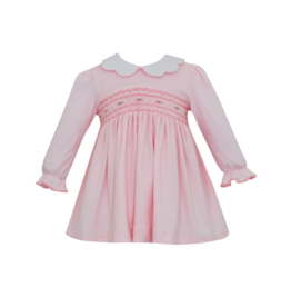 Petit Bebe Caroline Pink Knit Dress with Smocking