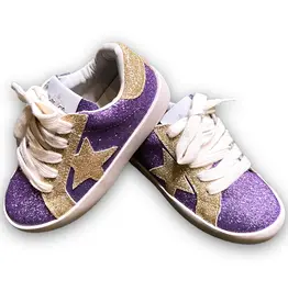 Belle Cher Purple and Gold Glitter Star Sneakers