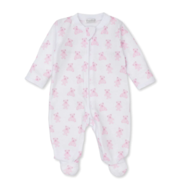 Kissy Kissy Pink Beary Plaid Printed Zipper Footie Pajamas