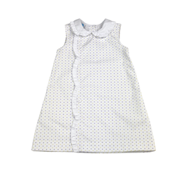 Krewe Kids Purple and Gold Bitty Dot Scallop Dress