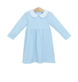 Trotter Street Kids Claire Long Sleeve Dress Light Blue Stripe