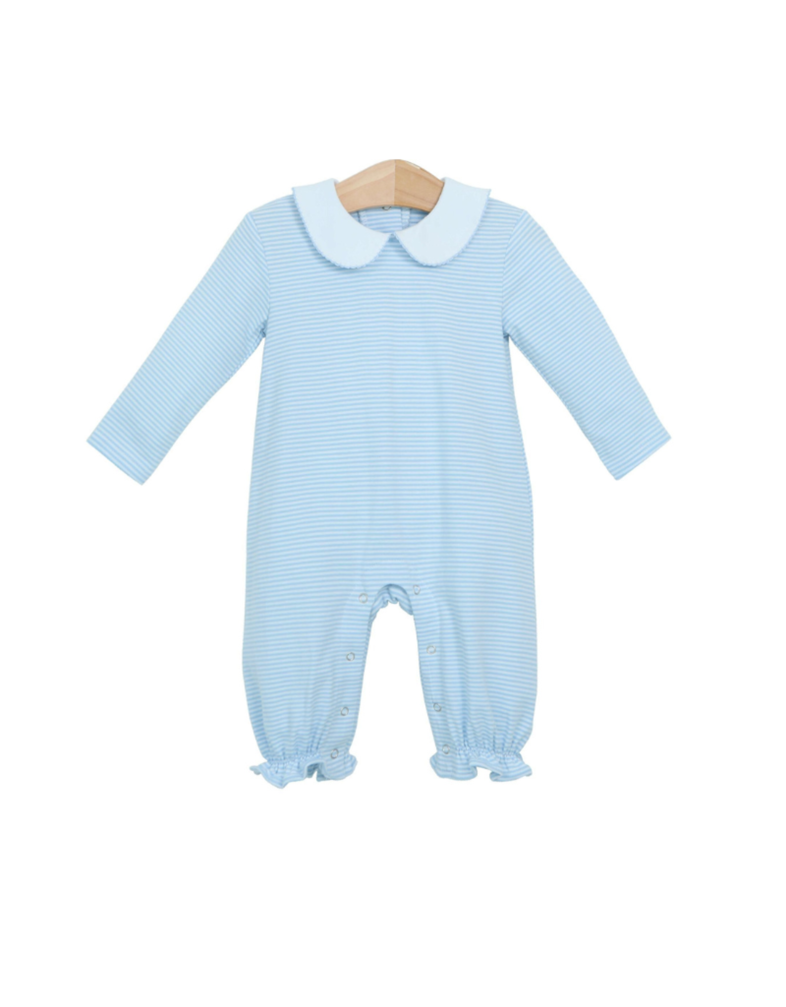 Trotter Street Kids Claire Long Sleeve Romper Light Blue Stripe