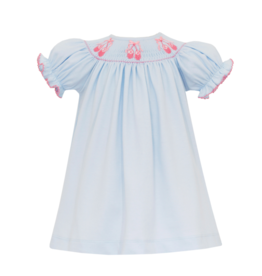 Petit Bebe Blue Knit SS Ballet Bishop Dress