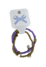 Bits and Bows Purple and Gold Heart Bracelet Set of 2