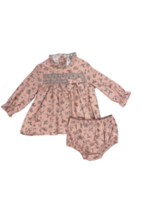 Babidu Rose Floral Smock LS Dress with Diaper Cover