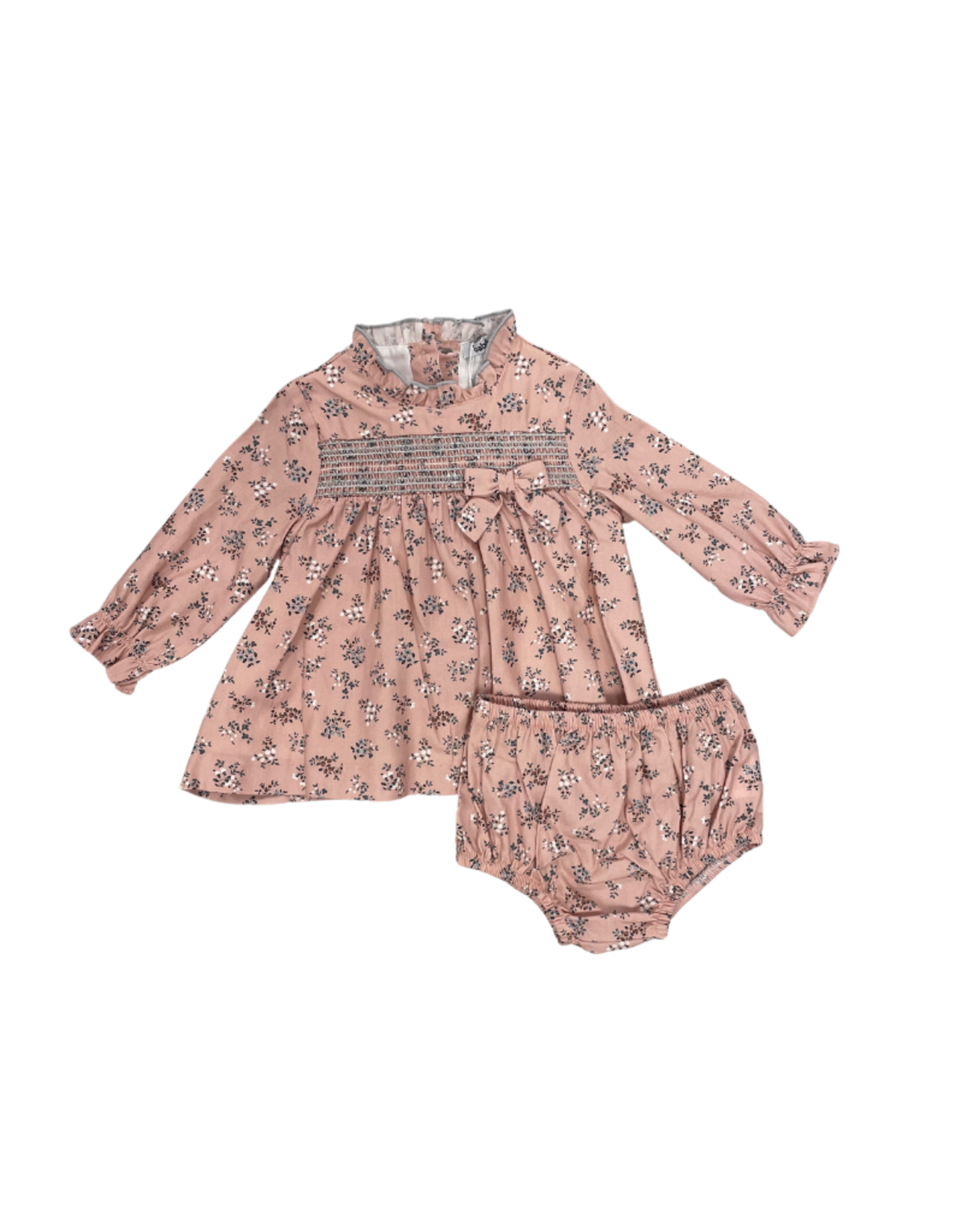 Babidu Rose Floral Smock LS Dress with Diaper Cover