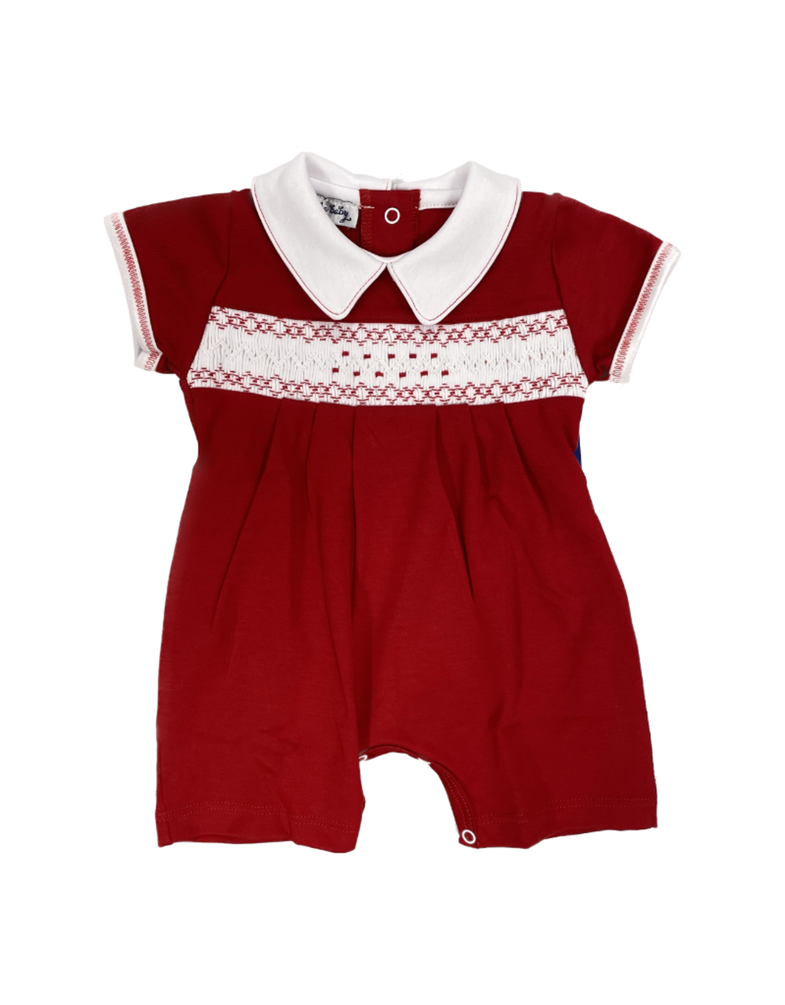 Magnolia Baby Cora Cooper Red Smock Collared Short Playsuit