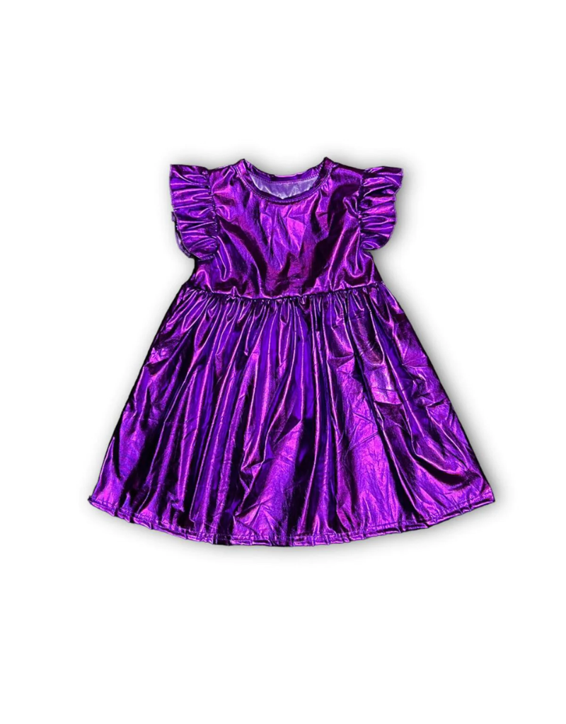Purple Metallic Dress - Mini Macarons Boutique