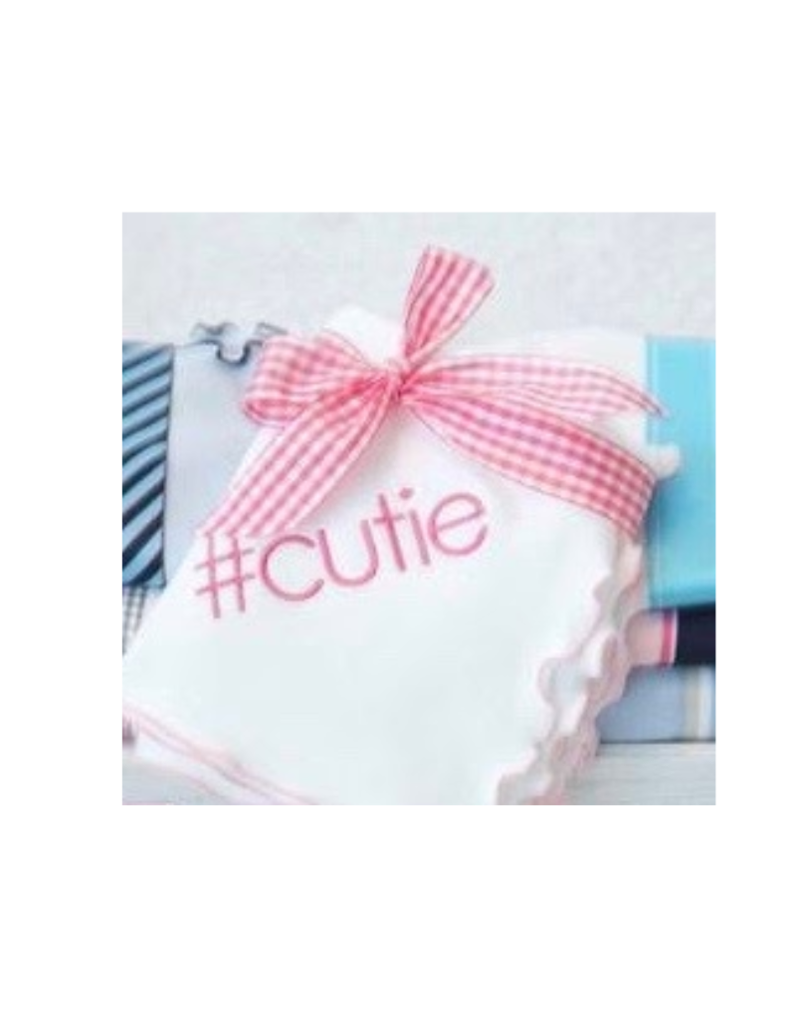A Soft Idea White/Pink Lettuce Leaf Receiving Blanket 28x36