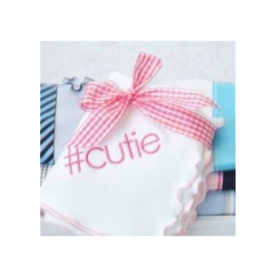 A Soft Idea White/Pink Lettuce Leaf Receiving Blanket 28x36