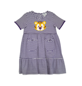 Ishtex Purple Stripe Tiger Applique Dress - 6
