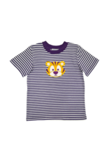 Purple Stripe Tiger Applique Shirt