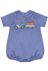 Remember Nguyen Royal Blue Paisley Boy Bubble with Pumpkin Tractor