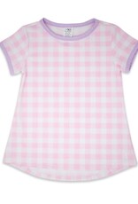 SET Bridget Basic T - Light Pink Buffalo Check