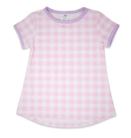 SET Bridget Basic T - Light Pink Buffalo Check