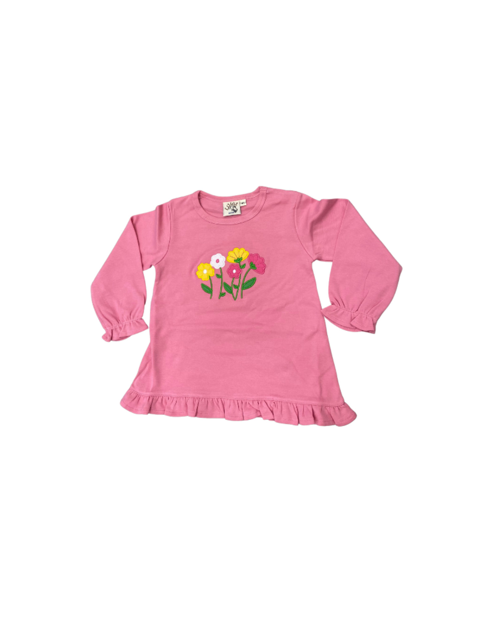 Luigi Bubblegum LS Ruffle Swing Top with Flowers - 5