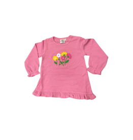 Luigi Bubblegum LS Ruffle Swing Top with Flowers - 5