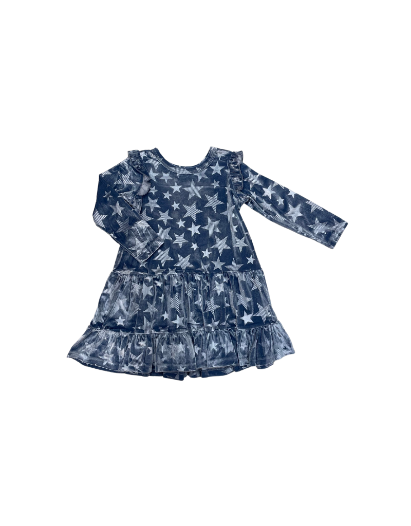 Star Bella Tiered Velvet Dress - Mini Macarons Boutique