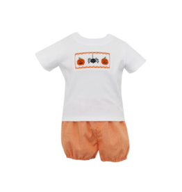 Petit Bebe Jack O Lantern and Spider Smock Diaper Set