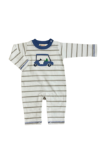 Luigi LS Grey Stripe Romper With Golf Cart - 24m