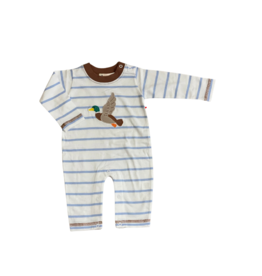 Luigi LS Sky Blue Stripe Romper With Mallard