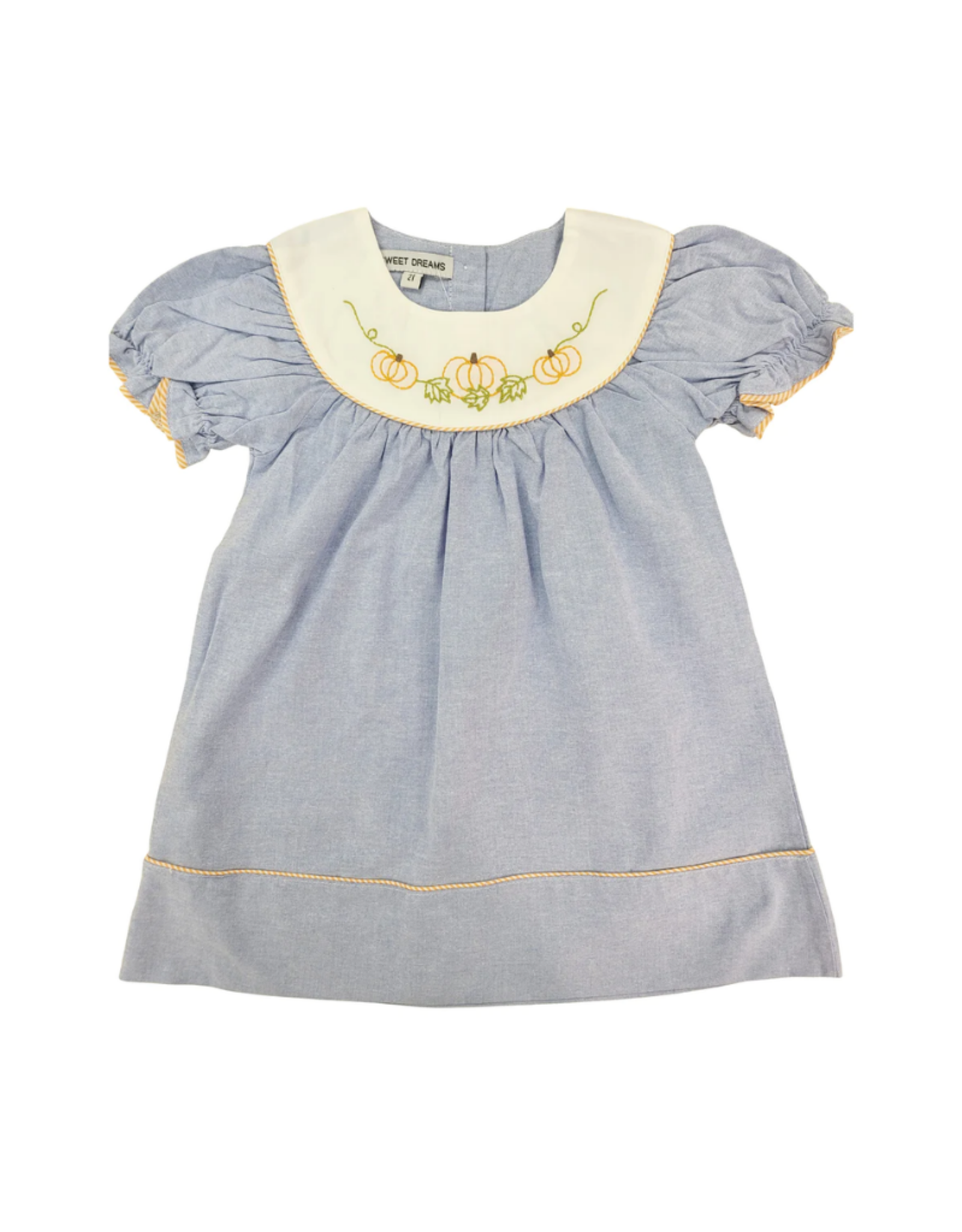 Sweet Dreams Chambray Embroidered Pumpkin Dress