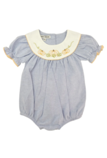 Sweet Dreams Chambray Embroidered Pumpkin Girl Bubble