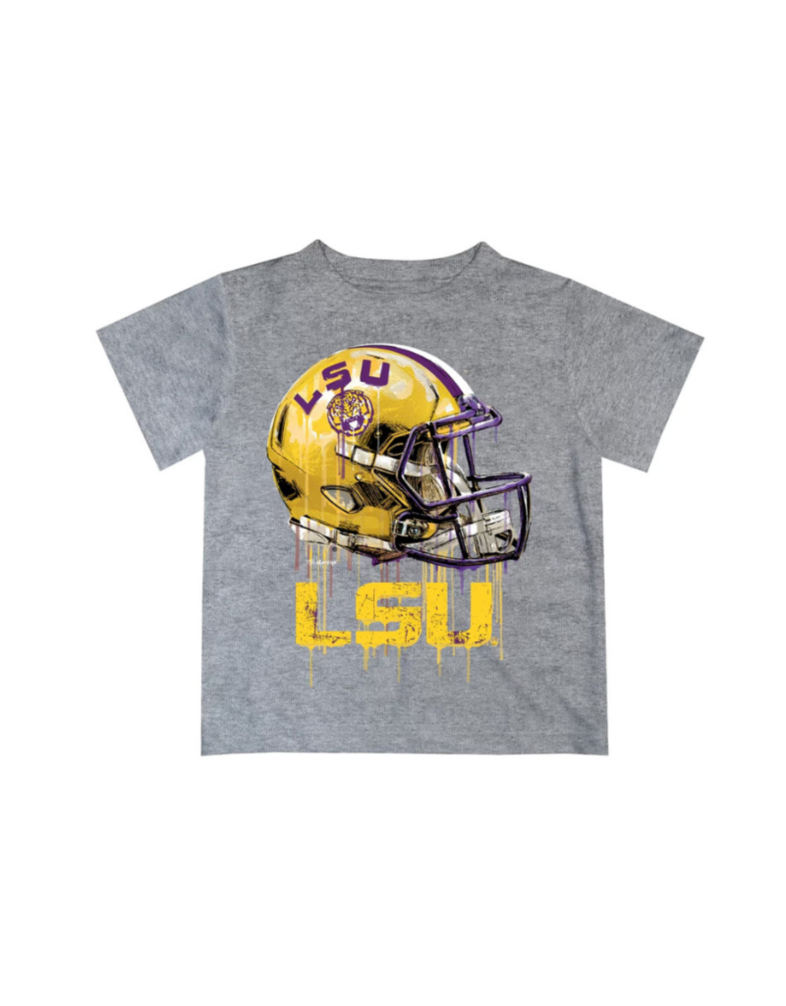 LSU Dripping Football Helmet Heathered Grey Dry Fit