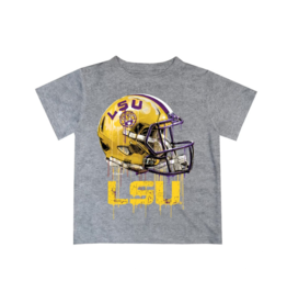 LSU Dripping Football Helmet Heathered Grey Dry Fit