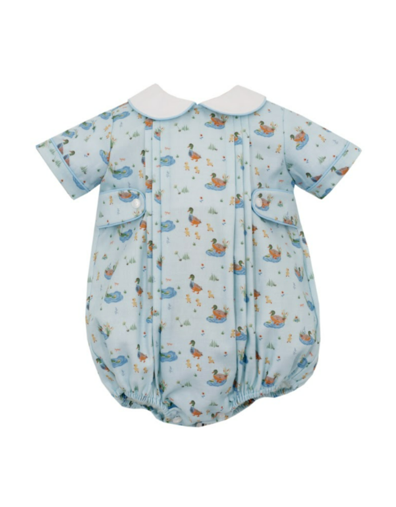Anavini Baby Boys Blue Stripe Bubble - Smocked Whales main image 0