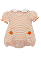 Petit Bebe Girl's SS Bubble Orange Knit Stripe Crochet Pumpkin