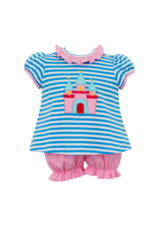 Claire and Charlie Turquoise Stripe Castle- SS Bloomer Set