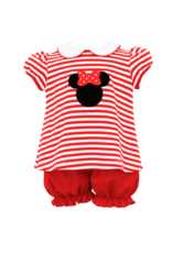 Claire and Charlie Red Stripe Knit Minnie Mouse - SS Bloomer Set