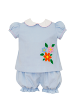 Claire and Charlie Flowers Solid Lt.Blue Corduroy - SS Bloomer Set
