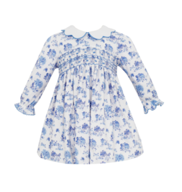 Petit Bebe Stella LS Dress - Blue French Toille Knit