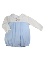 Petit Ami Blue Gingham LS Bubble with Rocking Horse