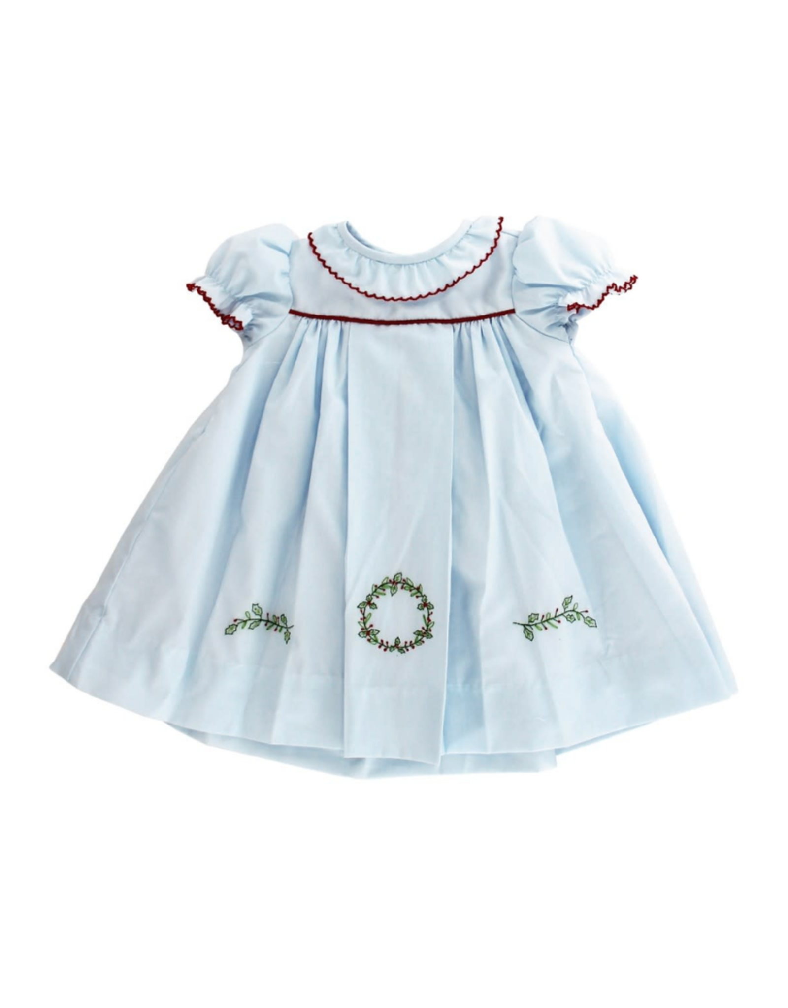 The Bailey Boys Embroidered Wreath on Blue Float Dress