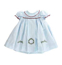 The Bailey Boys Embroidered Wreath on Blue Float Dress