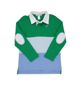 The Beaufort Bonnet Company Rollins Rugby Shirt, Kelly Green/Buckhead Blue/Barbados Blue