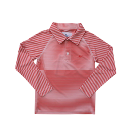 SouthBound Performance LS Polo - Red/White