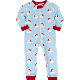 James and Lottie Blue Santa One Piece Boys Zip Up Jammie