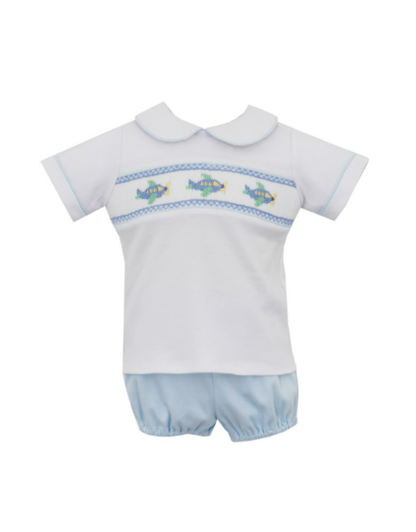 Petit Bebe Airplane SS Diaper Set Blue Knit