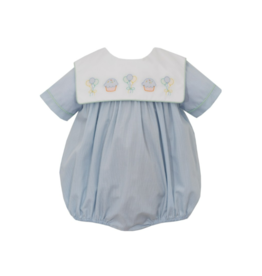 Anavini Blue Gingham Birthday Collar Bubble