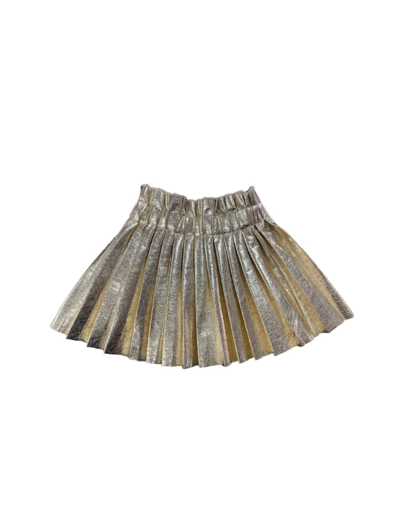 Lola and the Boys Gold Foil Pleated Skirt