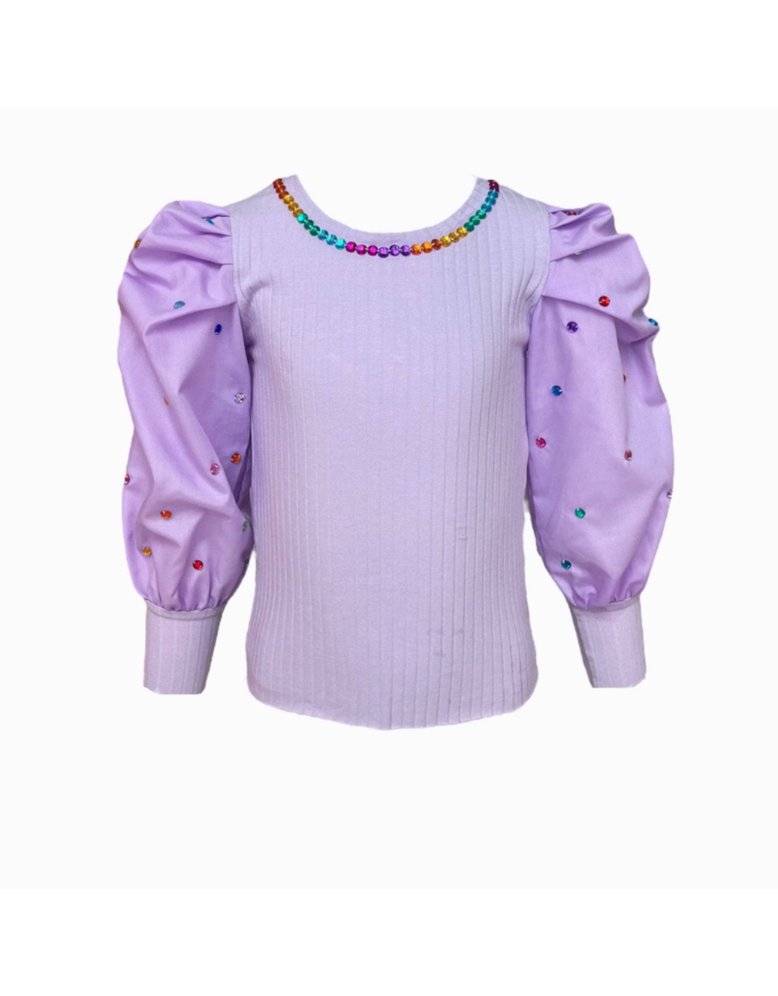 Gem Queen Puff Sleeve Blouse Lavender - Mini Macarons Boutique