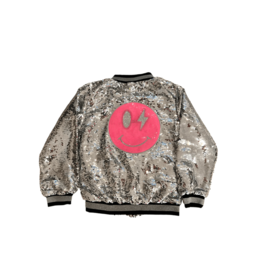 Lola and the Boys Pink Emoji Sequin Bomber