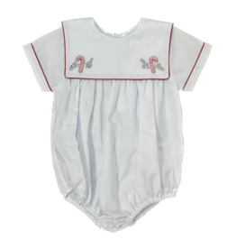 Auraluz White Boys Bubble Candy Cane Emb Bib Collar