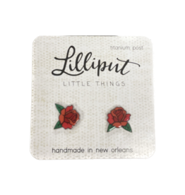 Lilliput Little Things Red Roses Stud Earrings