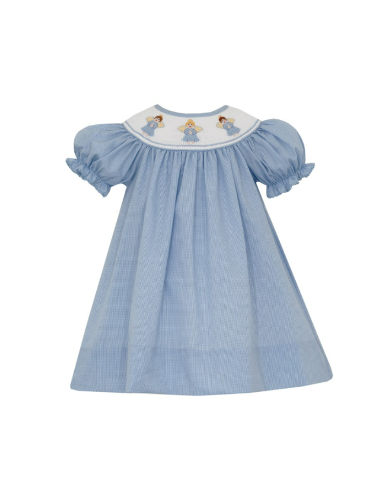 Petit Bebe Girls Purple Gingham Smocked Halloween Bishop Dress main image 0